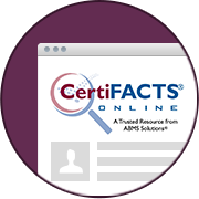 ABMS CertiFACTS Online homepage circle graphic