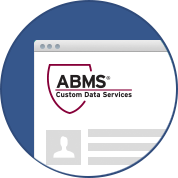 ABMS Custom Data Services homepage circle graphic