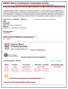 sample abms board certification credentials profile thumbnail 9 10 24 150x194